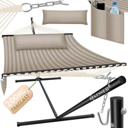 KESSER® Hängematte HILL mit Gestell Kissen Doppelhängematte für 2 Personen-Stabiler Rahmen -200kg Belastbarkeit Indoor & Outdoor XXL Hängesessel Doppel Mehrpersonen Garten Pool Balkon Terrasse