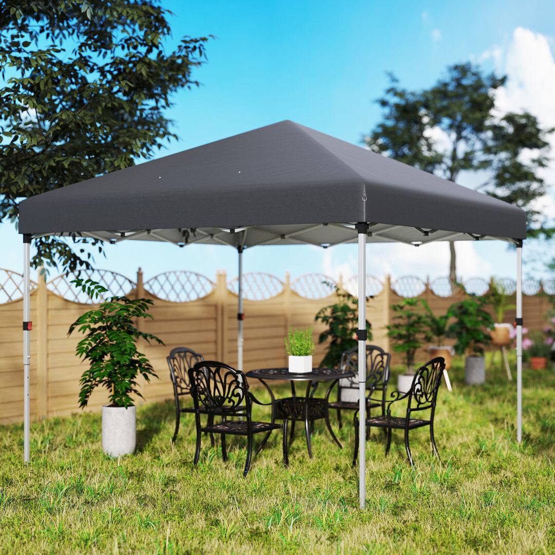 Brayden Studio Theroux 3 x 3 m Pop Up Gazebo with 2 Sidewalls, Wheeled Bag Grey