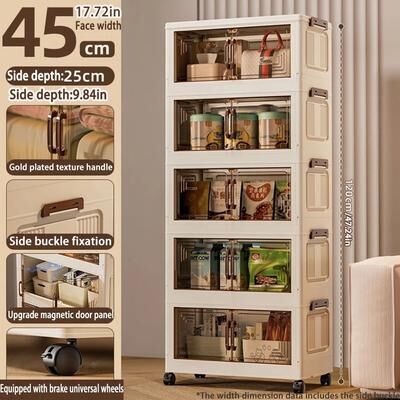 Uplift Picks Foldable Storage Cabinet Large Capacity Dustproof Wardrobe Organizer 45 Cm 5 Layers