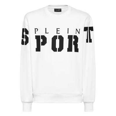Sweatshirt PLEIN SPORT "Langarm-Sweatshirt", Herren, Gr. XL, weiß (01, weiß), Obermaterial: 88% Baumwolle, 12% Polyester, Sweatshirts Sweatshirt