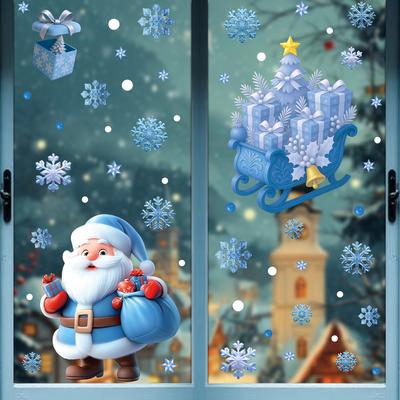 Rare Purchases Winter Christmas Window Stickers, Glass Ornaments, Snowman Santa Claus Snowflake Elk, Holiday Decor 2