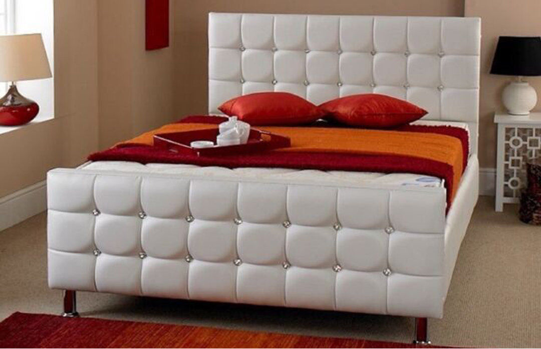 Brayden Studio Serena Upholstered Bed White Double (4'6)