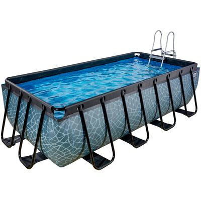 Framepool EXIT, grau, B:200cm H:100cm L:400cm, Schwimmbecken, BxLxH: 200x400x100 cm, mit Sandfilterpumpe und Sicherheitsleiter
