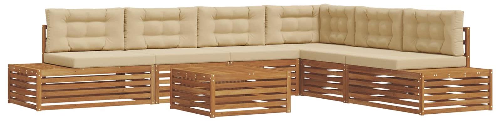 vidaXL 8 stk. Outdoor-Sofagarnitur Massives Akazienholz und Polyester