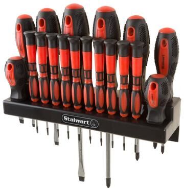 18-Piece Screwdriver Set with Wall Mount - Magnetic Tip Screwdrivers - Tool Kit with Flathead, Phillips, and Torx by Stalwart