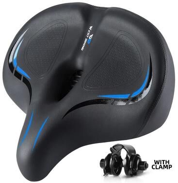 Uplifted Goods Oversized Comfort Bike Saddle Wide Sofa Style Universal Seat blue
