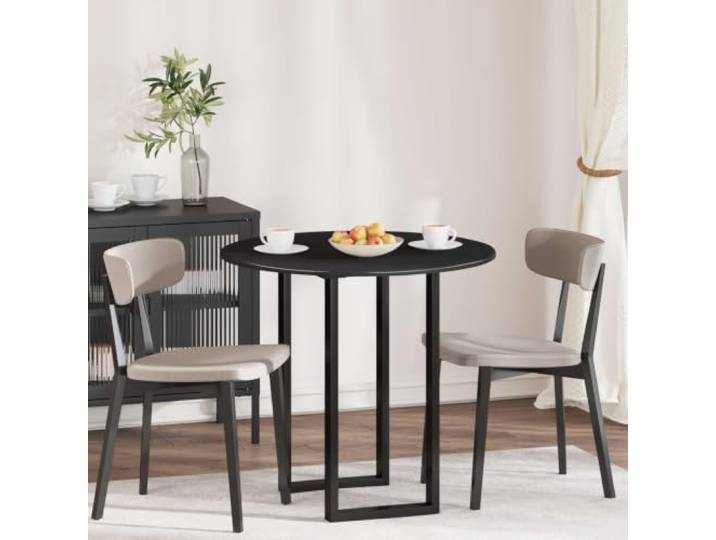 POUFGDR Tischplatte, rund, schwarz, Ø 80 cm, aus Ingenieurholz Minimalistisches Design, wetterfest, leicht zu reinigen, für Garten und Terrasse