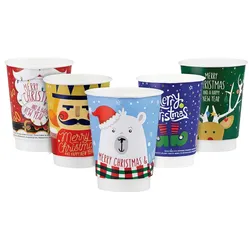 VEPATIM 125x Pappbecher Heißgetränkebecher doppelwandig WEIHNACHTSMIX 300ml 330ml