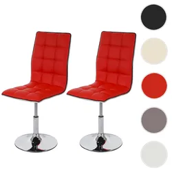 2er-Set Esszimmerstuhl HWC-C41, Stuhl Küchenstuhl, höhenverstellbar drehbar, Kunstleder FSC®-zertifiziert ~ rot