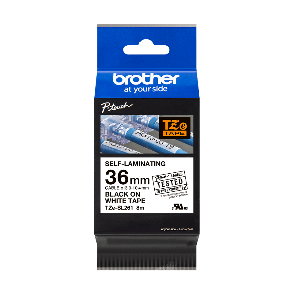Brother TZe-SL261 Schriftband, 36mm x 8m, schwarz auf weiß, selbstlaminierend