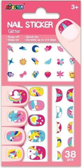 Avenir Glanzende nagelstickers met een eenhoornmotief