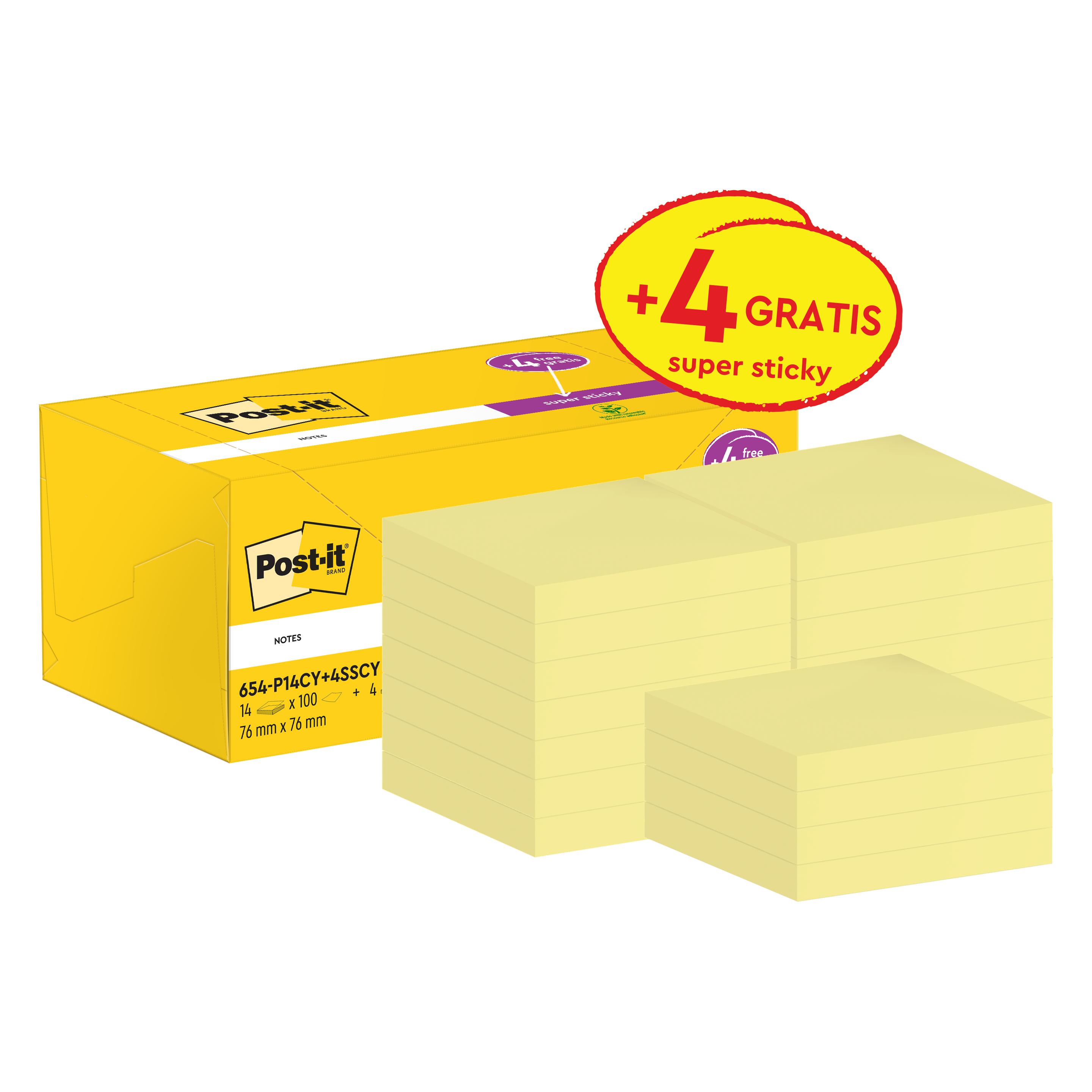 Post-it Super Sticky (76 x 76 mm) (654P14CY+)