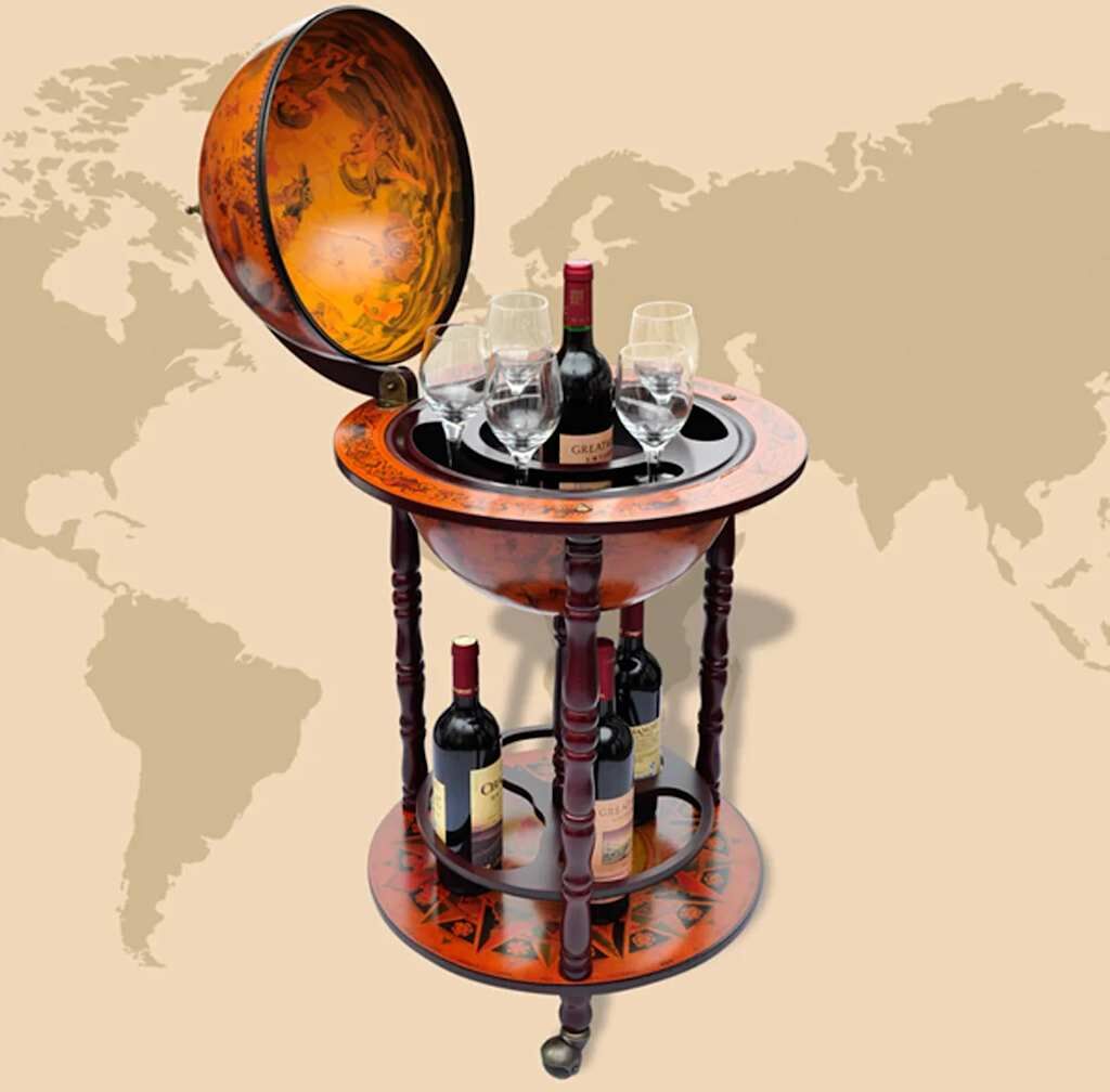 vidaXL Support de vin sous forme de globe Bois d'eucalyptus