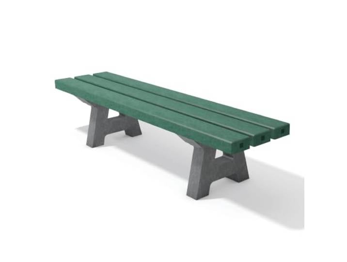 hanit® Kindersitzgruppe Canetti Kinderbank ohne Rückenlehne Grau-Grün aus 100% recyceltem Kunststoff wetterfeste Sitzgruppe für KiTas