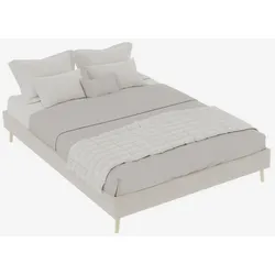 OKWISH Bettrahmen 140x200 cm aus Hollandwollstoff im modernen minimalistischen Stil – elegantes Design in Beige
