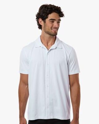 AllPro 41SPSS Men's Pro-Flex Sorona Button Down Short Sleeve Shirt in White size Medium   polyester/Sorona blend