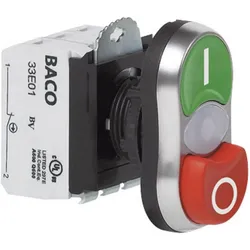 Baco Doppeldrucktaster Leucht hoch 600 V 10 A, Schalter + Taster, Grün, Rot