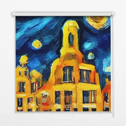 INNENROLLO - Fensterrollo - Rollo - 90x180 cm - Gemalte Stadt