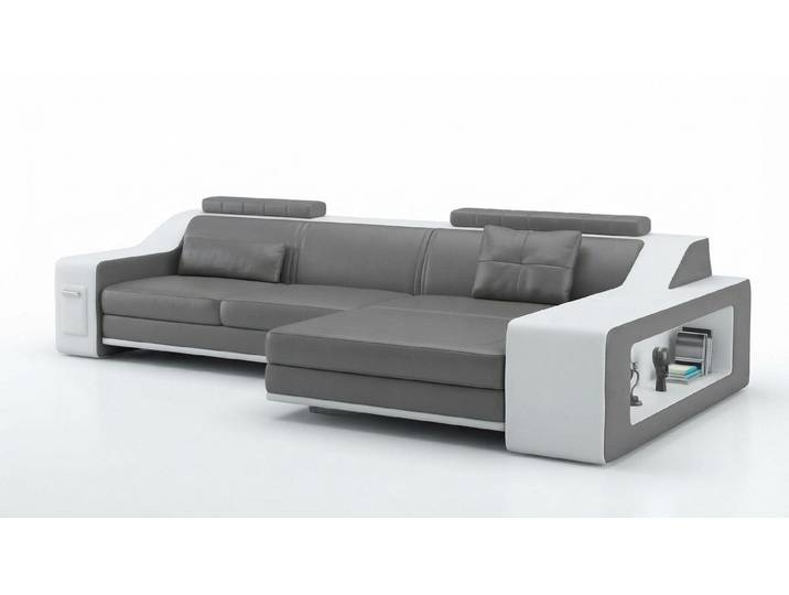 JVmoebel Ecksofa Design Ecksofa Themar SW in Leder und Textil mit eleganter Polsterung, Made in Europa