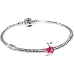 Pandora 21773 Damenarmband Silber Geschenkset Pinkfarbene Schnecke, 18 cm