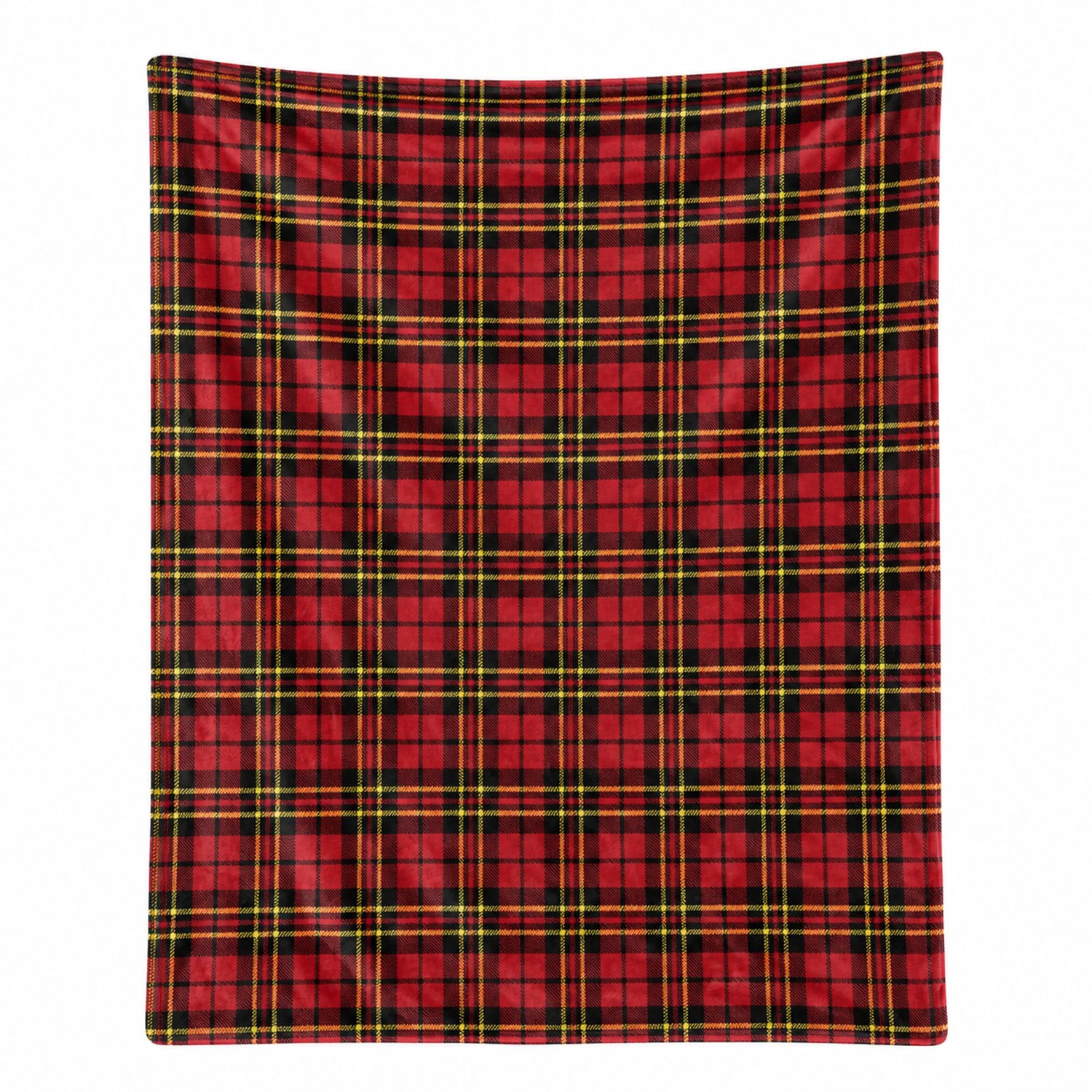 ABAKUHAUS Flanellen fleece deken met ruitpatroon Old Celtic British, Zwart Geel Rood, 125 x 175 cm