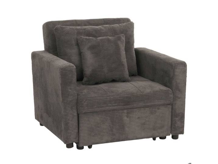 Fauteuil-lit - DÉCOSHOP26 - 04_0006254 - velours côtelé gris foncé - couchage 197x100 cm - dossier 3 positions