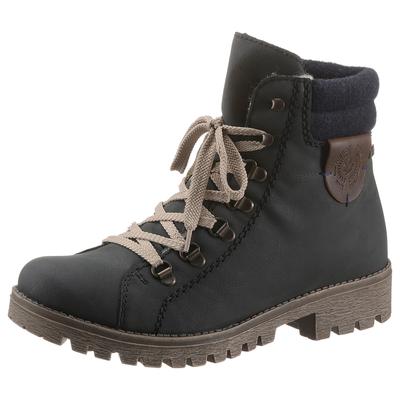 Winterboots RIEKER, Damen, Gr. 36, blau (dunkelblau), Filz, Lederimitat, Schuhe Winterboots, in Bergsteiger-Optik