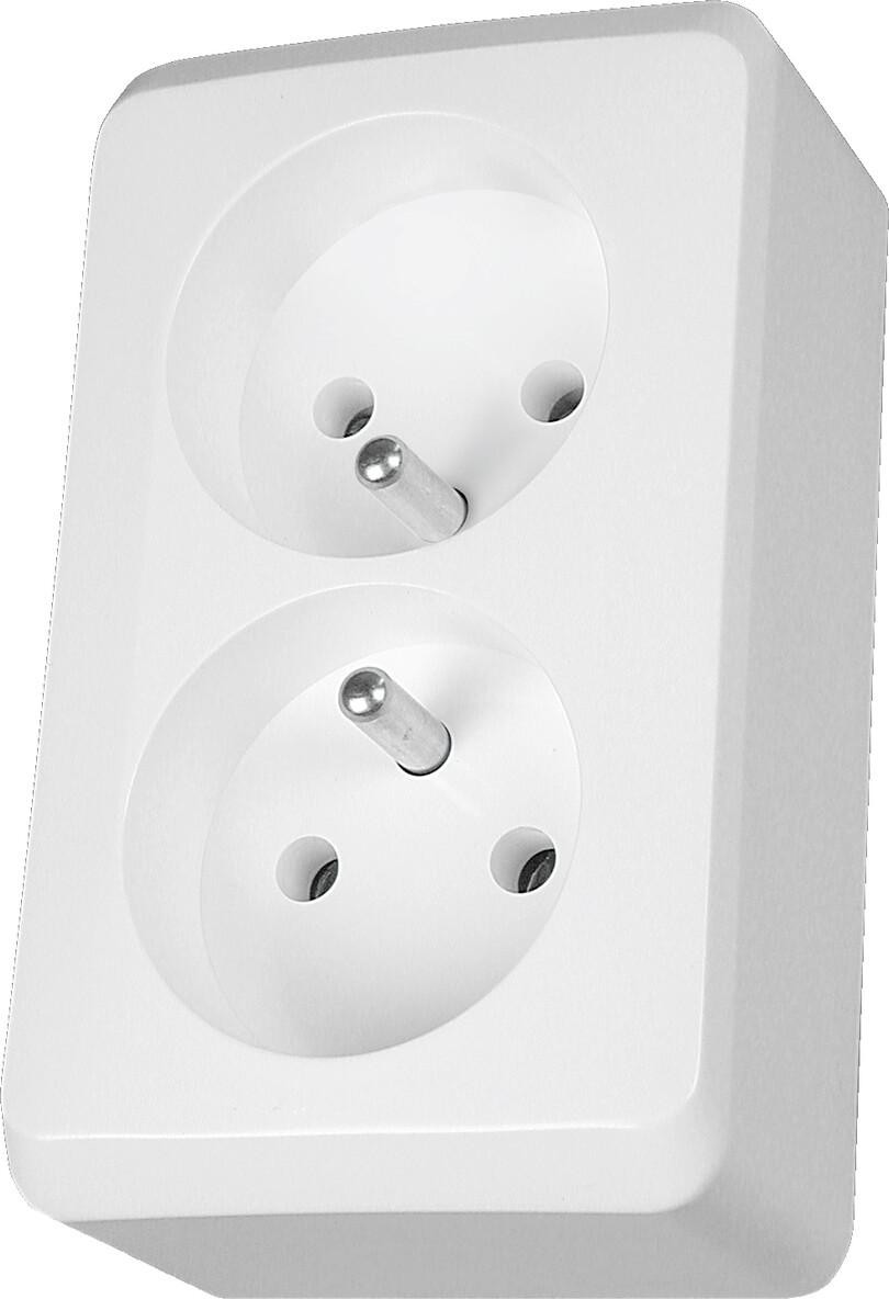 Schneider Electric Dubbele wandcontactdoos met aarding, wit