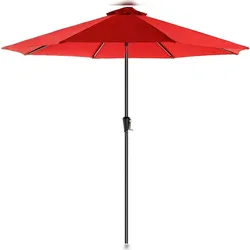 UAC Sonnenschirm, Ø 2.7 m, Gartenschirm, Marktschirm, UV-Schutz bis UPF 50+, Terrassenschirm, Sonnenschutz, knickbar, mit Kurbel, ohne Ständer, rot