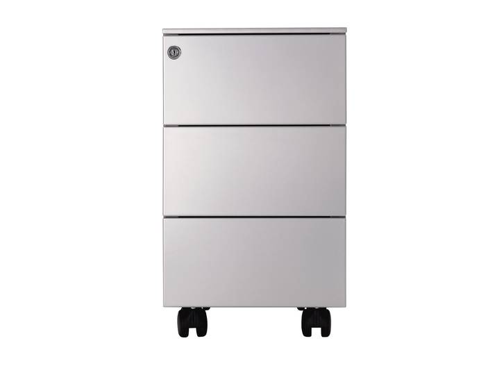 Caisson mobile Universal petite largeur - Métal - 3 tiroirs - Aluminium