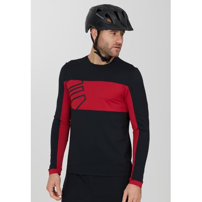 Radtrikot ENDURANCE "Havent", Herren, Gr. M, schwarz (schwarz, rot), 95% Polyester, 5% Elasthan, mehrfarbig, normal, Rundhals, Trikots, mit praktischer Rückentasche