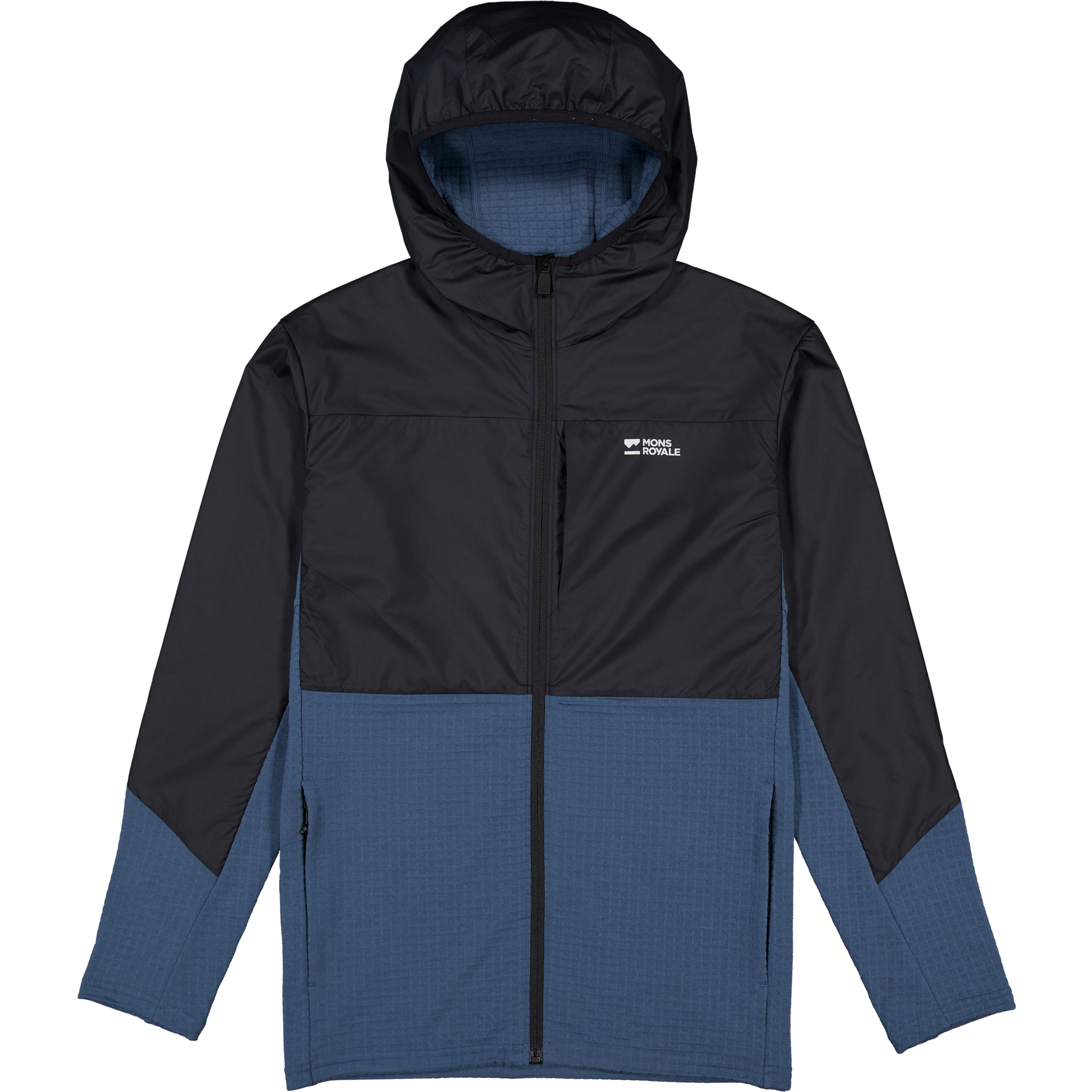 Mons Royale Offgrid Merino Fleece Wind Herren Fahrradjacke blau Größe XL Trekking Schnell trocknend Merinowolle | Pertex