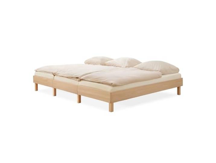 Ehrenkind® Familienbett Plano, 270 × 200 cm FSC® Zertifiziert Massiv-Buche Natur 2‑in‑1 Höhe (Bodenbett oder Standard), Modular und Höhenverstellbar