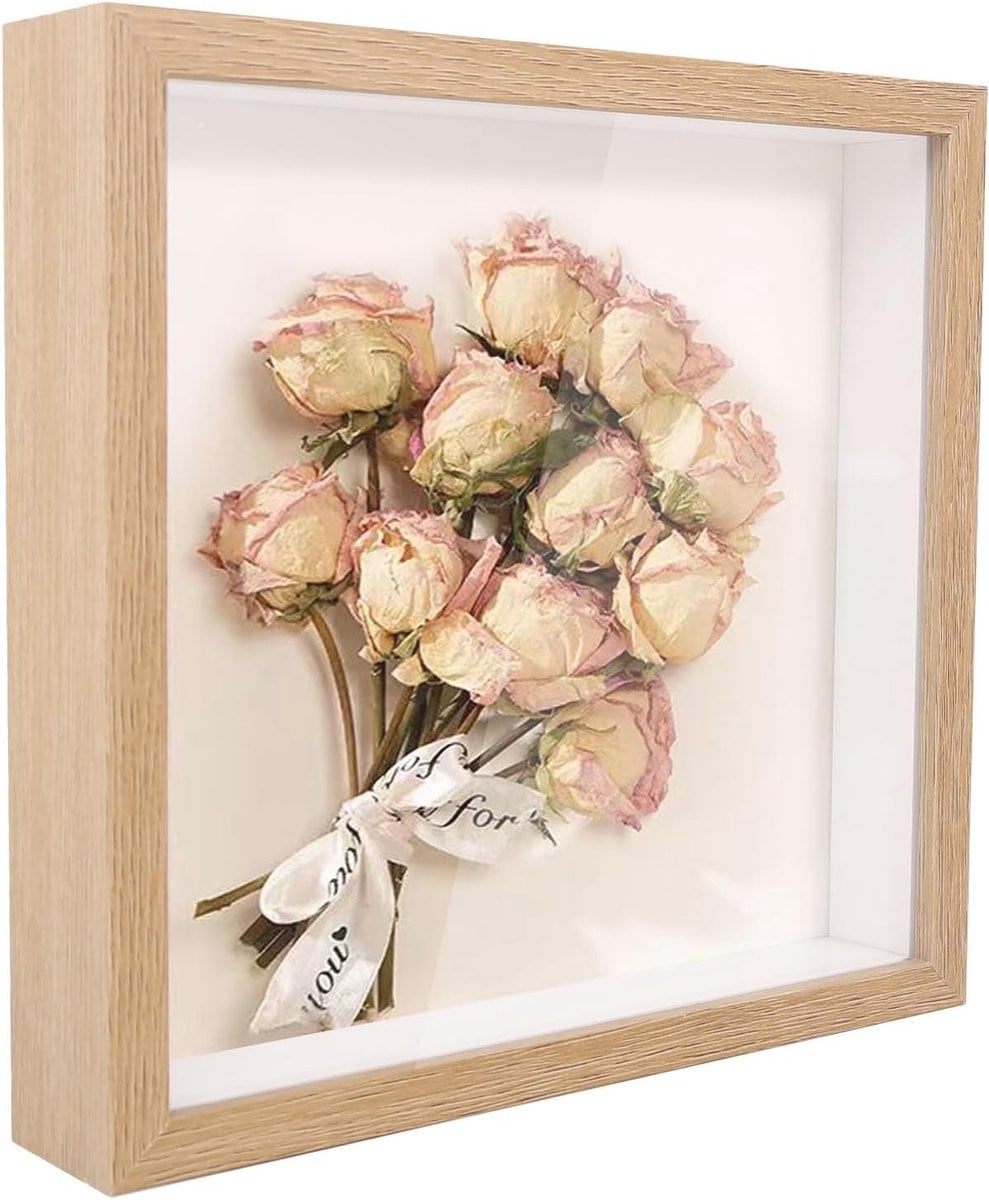 3D Fotolijst voor Trouwbouquets en Creatieve Decoratie, Houten Kleur, 20 x 20 cm