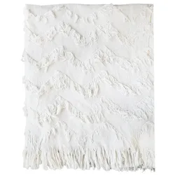 Chic Antique Plaid mit Fransen, L152/B135 cm, weiss