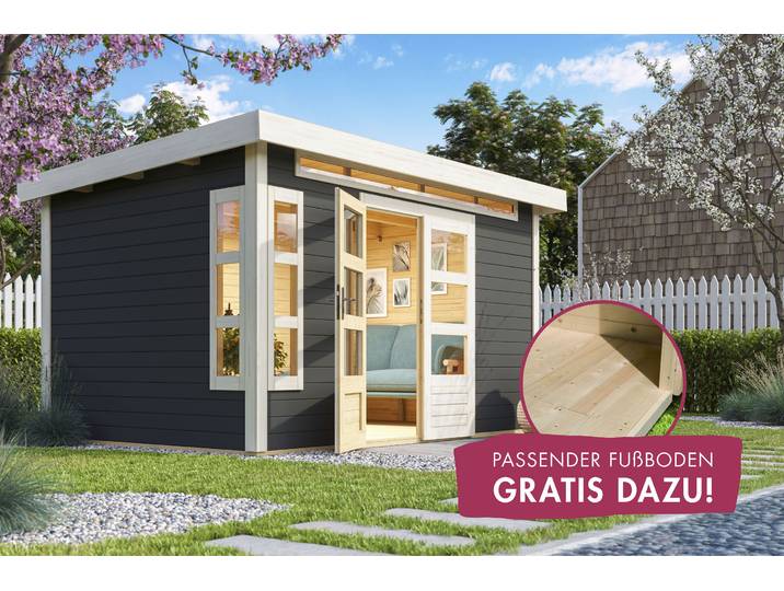 Gartenhaus KARIBU Kolimasee 7 , grau (terragrau), Holzwerkstoff, Gartenhäuser, Gartenhaus, terragrau