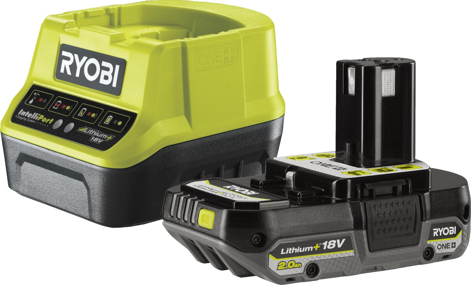 Ryobi 18V ONE+ Accu-startset RC18120-120 groen/zwart met oplader en 2,0Ah accu