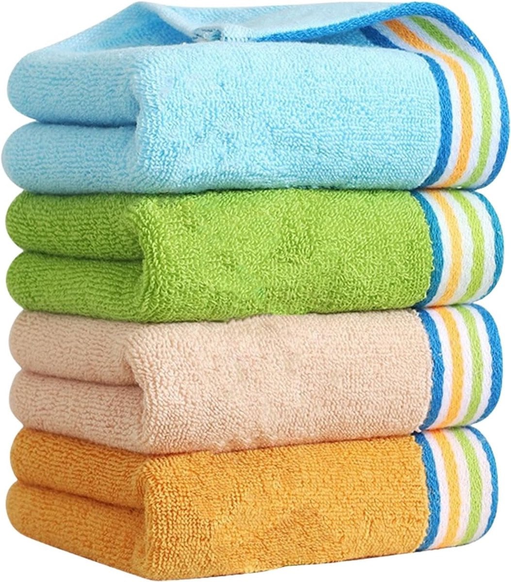 Set van 4 zachte katoenen kinderhanddoeken, 25 x 50 cm
