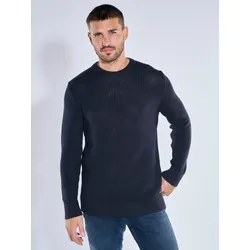emilio adani Herren Pullover strukturiert Blau regular uni Rundhals - XXL