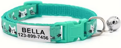 Inspire Curations GlowTag Personalized Pet Collar With Bell & Custom Nameplate green neck 19 32cm