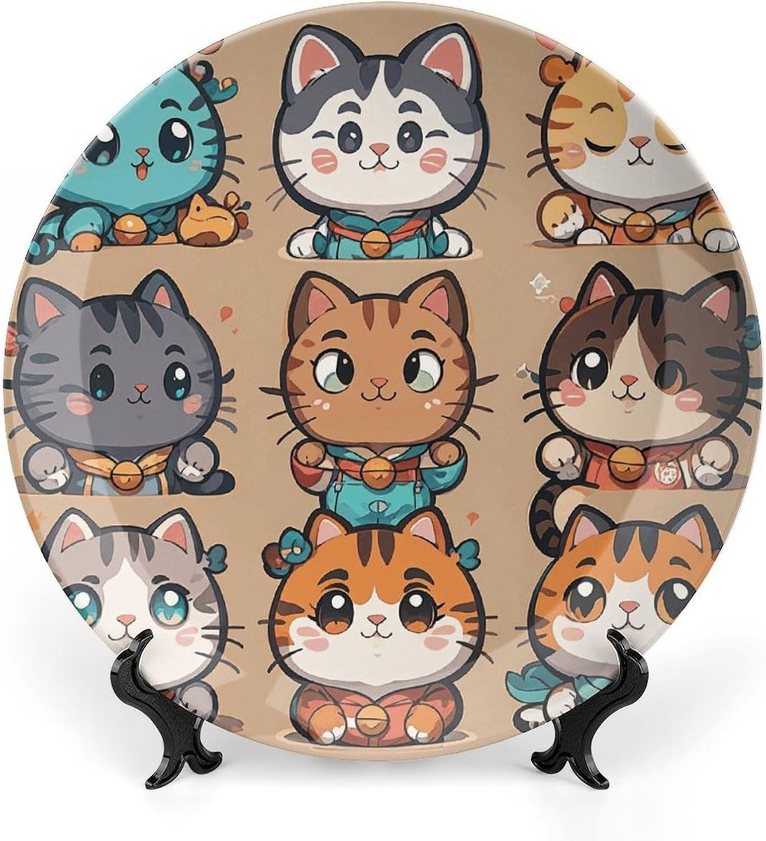 Decoratief Keramiek Ornament met Standaard - Veel Katten - 178 cm