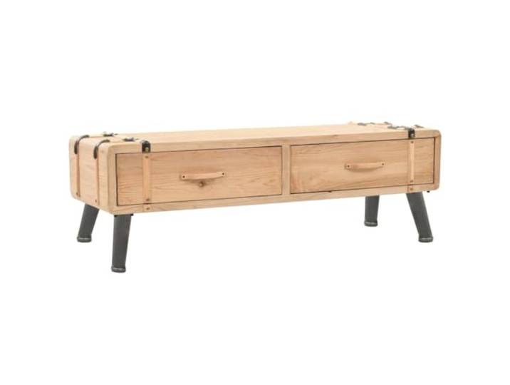 GHVBNMF TV-Schrank Massivholz Tanne Fernsehtisch Lowboard 120x33x35 cm Rustikales Koffer-Design mit 2 Schubladen, ideal als stilvolle Medienablage im Wohnzimmer oder Schlafzimmer.