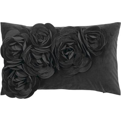Dekokissen PAD "Floral", schwarz (schwarz, unifarben), B:30cm L:50cm, Polyester, Dekokissen_Sitzkissen_Kissenhüllen, 3D