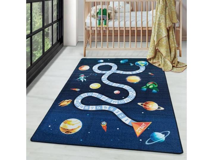 Tapis chambre enfant CARPETTEX bleu/multi 160 x 230 cm antidérapant lavable à la main