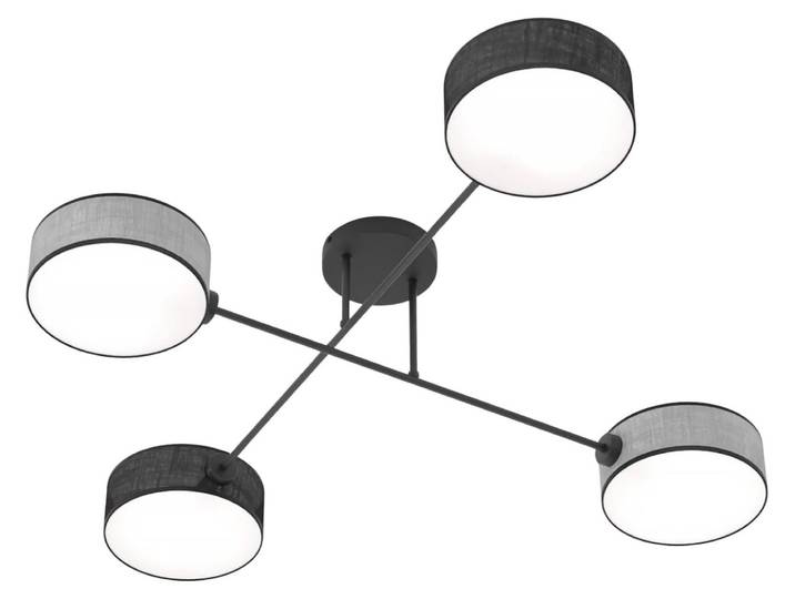 Hängelampe MAGA, schwarz-grau, 4xE14x15W, Stoff, Maße: 22x96x96cm, IP20, Emibig