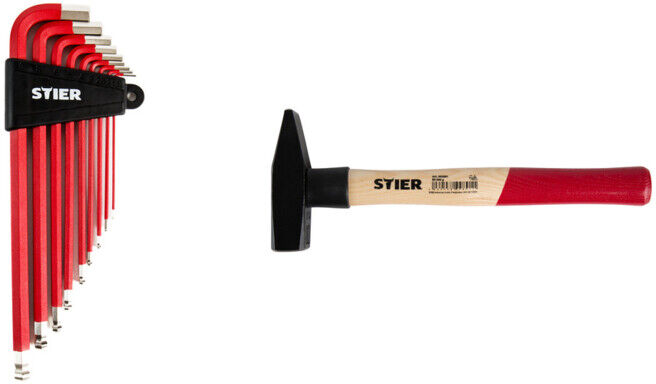 Set STIER Winkelschraubendreher-Satz + Schlosserhammer Robust+ 500g