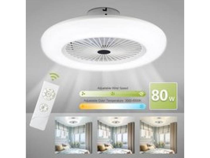 Ventilateur de lustre Ventilateur de plafond léger 80W Lampe de ventilateur LED réglable silencieuse pour ch VENTILATEUR DE PLAFOND