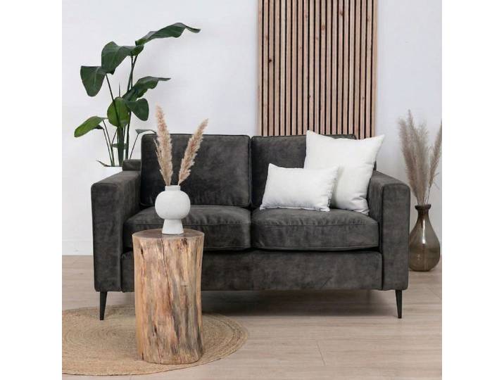 Bronx71 Samt Sofa 2-Sitzer Florida anthrazit