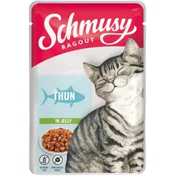 SCHMUSY Ragout Pouch in Jelly 100g Frischebeutel Katzennassfutter 22 x 100 Gramm Thunfisch