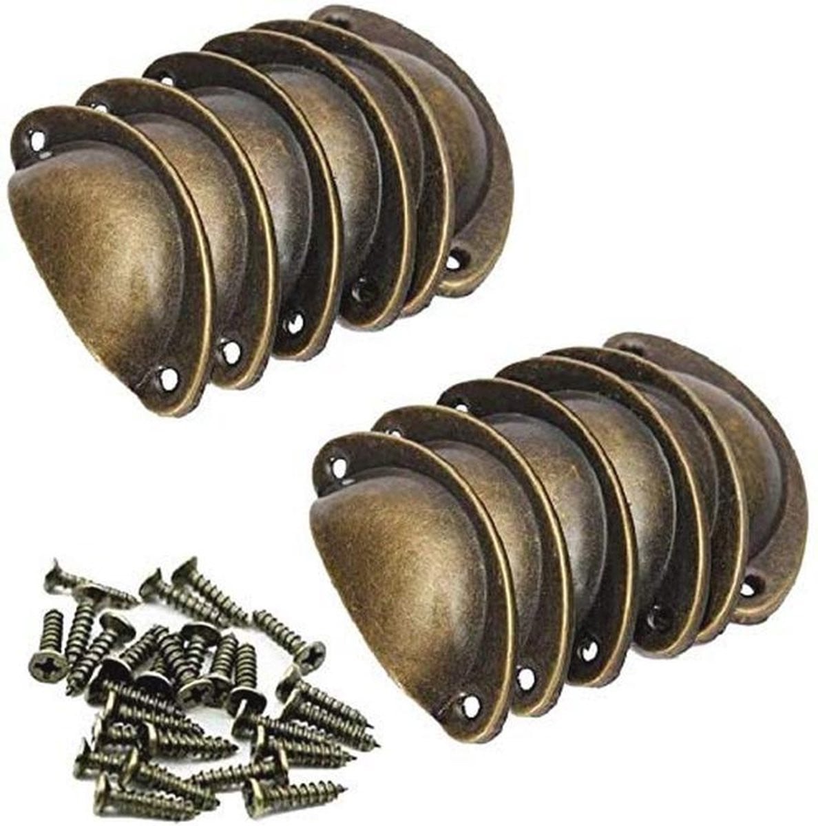 Antieke Vintage Schelpgrepen voor Meubels - 12 Stuks